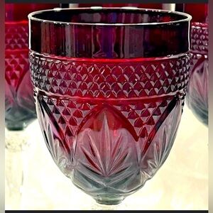 Not for sale 2 ANTIQUE RUBY WATER GOBLET CLEAR STEM